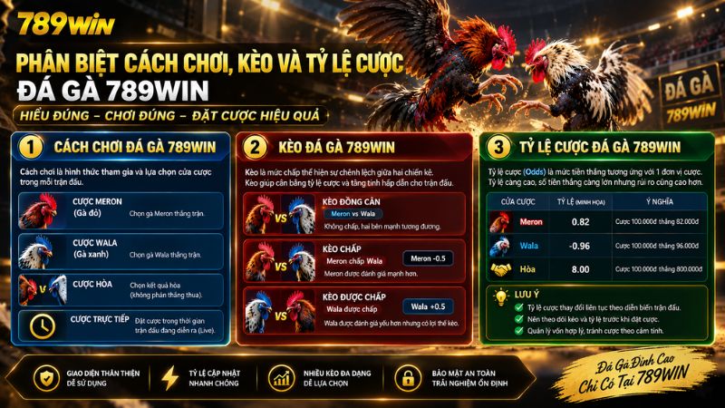 Phân biệt cách cược và cách chơi đá gà 789WIN